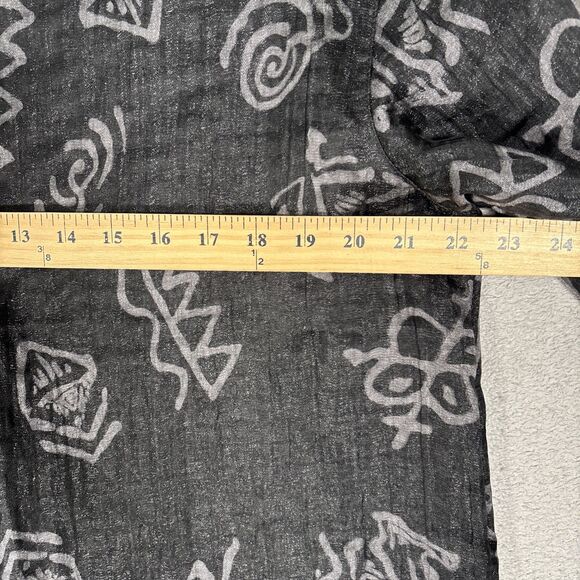 Chicos Top Women’s Size 2 (L) Black Linen Blend Artsy Boho‎ Artistic Abstract - Picture 8 of 14